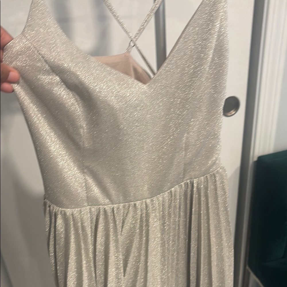Anthropologie Glittering Silver Strapless Dress